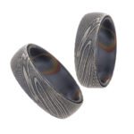 Men’s Artisan Damascus Steel Ring – Distinctive Flow Pattern, Handmade Personalized Anniversary Gift Set