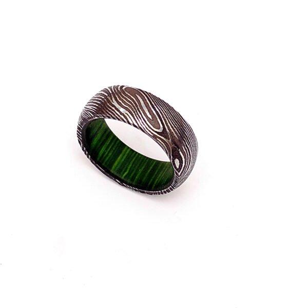 Custom Handmade Damascus Steel Wedding Ring with Gift Box – Personalized Anniversary Gift Set