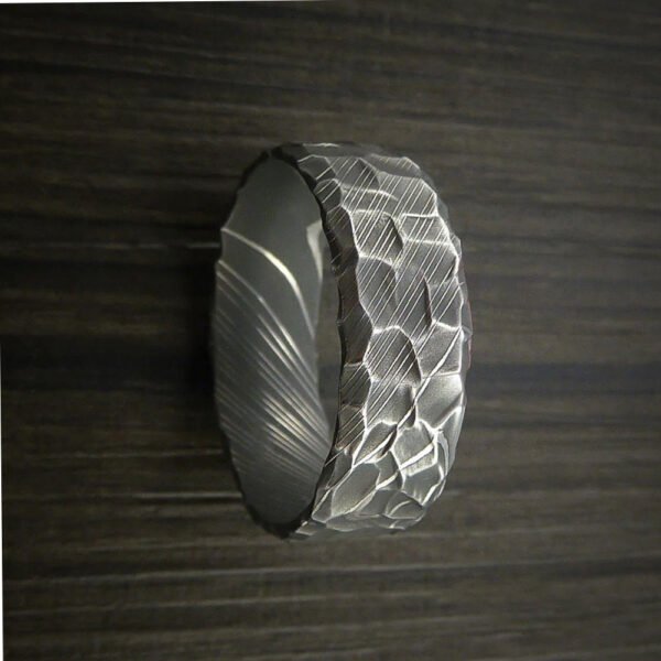 Damascus Steel Ring for Men – Bold Layered Grain Design, Handmade Personalized Smooth Comfort Fit Ring Gift Set