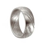 Men’s Damascus Steel Band Ring – Bold Pattern Detail with Polished Interior, Handmade Personalized Anniversary Gift Set