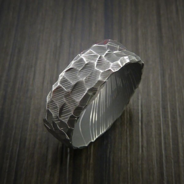 Damascus Steel Ring for Men – Bold Layered Grain Design, Handmade Personalized Smooth Comfort Fit Ring Gift Set