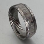 Damascus Steel Wedding Ring for Men – Personalized Handmade Pattern Anniversary Gift Set