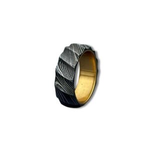Personalized Men’s Damascus Steel Ring – Timeless Forged Design, Handmade Anniversary Gift Set with Custom Logo