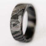 Damascus Steel Ring for Men – Handmade Traditional Forged Texture with Elegant Dark Finish