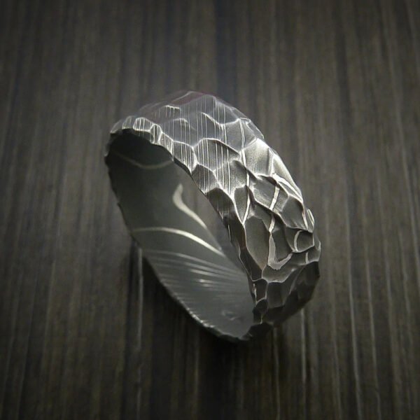 Damascus Steel Ring for Men – Bold Layered Grain Design, Handmade Personalized Smooth Comfort Fit Ring Gift Set