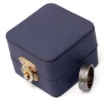 Custom Handmade Damascus Steel Ring with Wood Inlay Gift Box