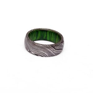 Custom Handmade Damascus Steel Wedding Ring with Gift Box – Personalized Anniversary Gift Set