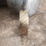 Men's Damascus Steel Band Ring – Personalized Handmade Gift Set with Unique Forged Wave Texture