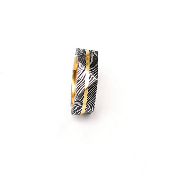Custom Handmade Damascus Steel Ring Gift Set – Personalized Gift Box, Wedding & Anniversary Gift, Custom Logo Option