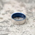 Handcrafted Men's Damascus Steel Ring – Natural Wave Pattern with Refined Inner Edge, Personalized Gift Set