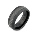 Men’s Damascus Steel Ring – Clean-Line Design with Authentic Forged Character, Handmade Personalized Anniversary Gift Set