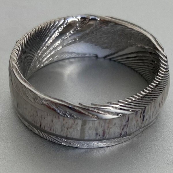Damascus Steel Wedding Ring for Men – Personalized Handmade Pattern Anniversary Gift Set