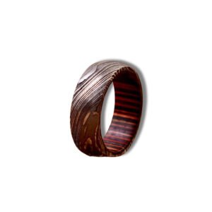 Men's Damascus Steel Wedding Band – Smooth Interior, Bold Layered Look, Handmade Personalized Gift Set