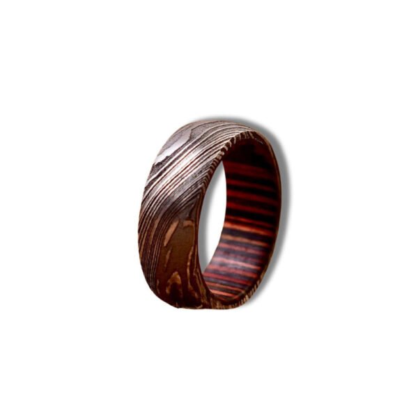Men's Damascus Steel Wedding Band – Smooth Interior, Bold Layered Look, Handmade Personalized Gift Set