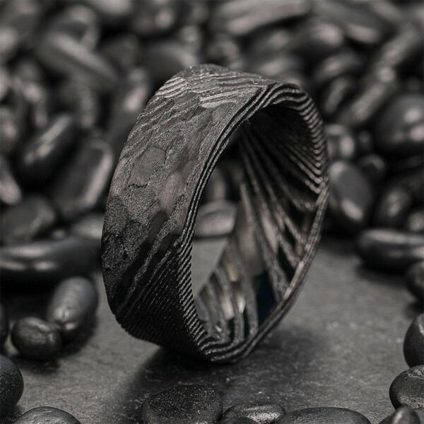 Handmade Damascus Steel Ring for Men – Vintage Pattern Wedding Band & Anniversary Gift Set