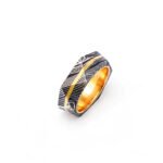 Custom Handmade Damascus Steel Ring Gift Set – Personalized Gift Box, Wedding & Anniversary Gift, Custom Logo Option