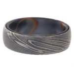 Men’s Artisan Damascus Steel Ring – Distinctive Flow Pattern, Handmade Personalized Anniversary Gift Set