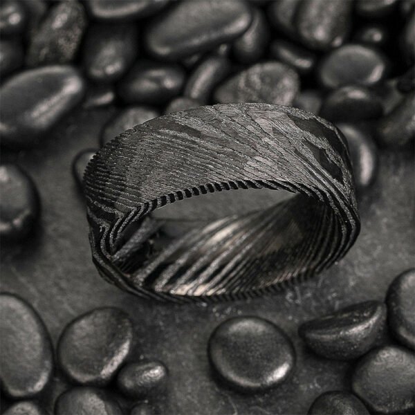 Handmade Damascus Steel Ring for Men – Vintage Pattern Wedding Band & Anniversary Gift Set