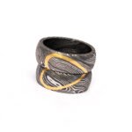 Custom Handmade Damascus Steel Ring Set with Beautiful Gift Box – Personalized Wedding & Anniversary Gift