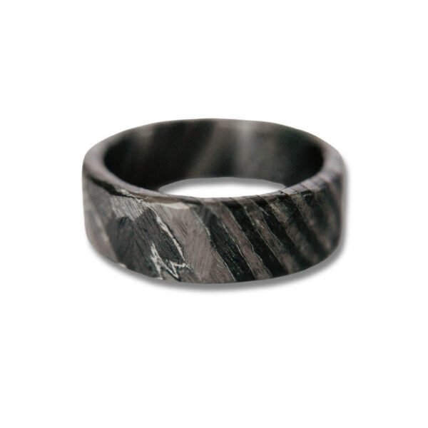 Damascus Steel Ring for Men – Handmade Traditional Forged Texture with Elegant Dark Finish