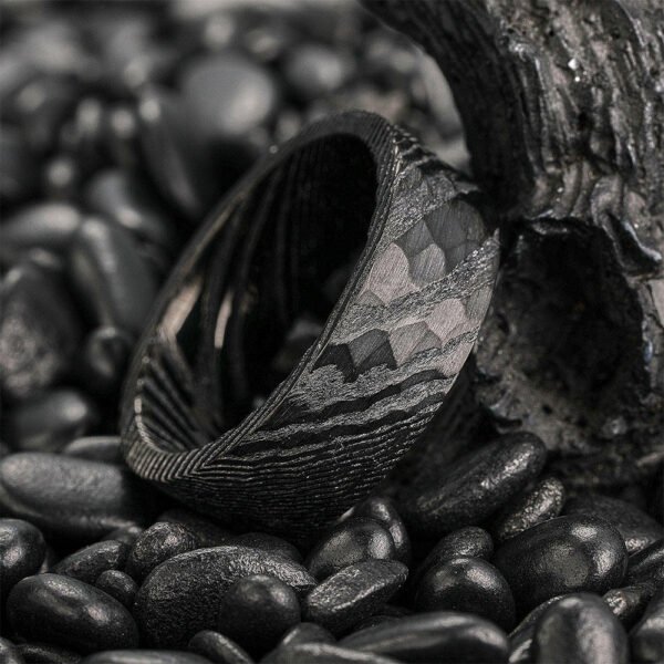 Handmade Damascus Steel Ring for Men – Vintage Pattern Wedding Band & Anniversary Gift Set