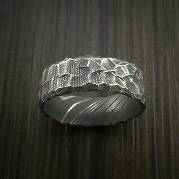 Damascus Steel Ring for Men – Bold Layered Grain Design, Handmade Personalized Smooth Comfort Fit Ring Gift Set