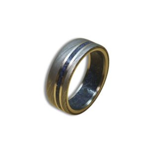 Handmade Men's Damascus Steel Ring – Dark Tone Forged Design Wedding Band