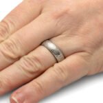 Damascus Steel Men's Wedding Band Ring with Wood Inlay – Handmade Personalized Anniversary Gift Set