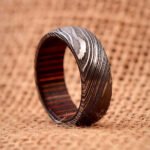 Men's Damascus Steel Wedding Band – Smooth Interior, Bold Layered Look, Handmade Personalized Gift Set