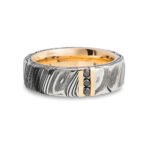 Men’s Damascus Steel Ring – Refined Forged Surface, Handmade Personalized Daily-Wear Ring & Anniversary Gift Set