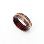 Handmade Damascus Steel Ring with Heart-Shaped Gift Box – Personalized Wedding & Anniversary Gift Set