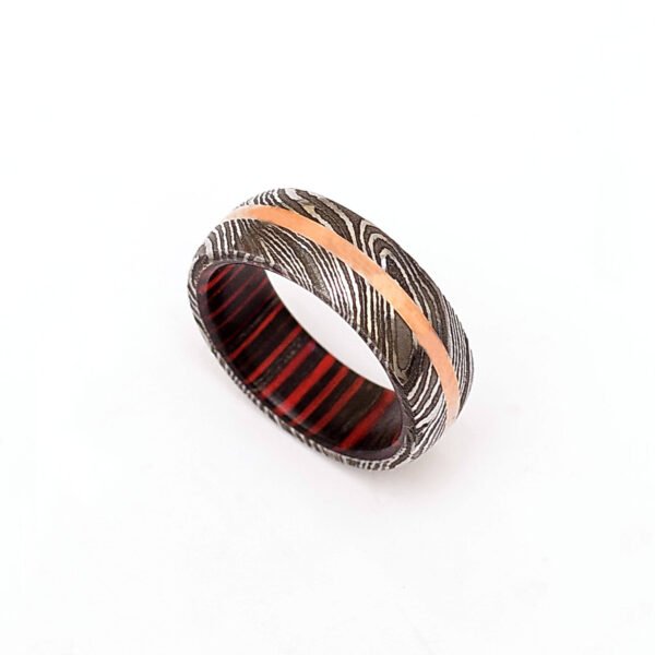 Handmade Damascus Steel Ring with Heart-Shaped Gift Box – Personalized Wedding & Anniversary Gift Set