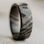 Damascus Steel Ring for Men – Handmade Traditional Forged Texture with Elegant Dark Finish