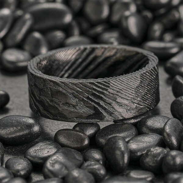 Handmade Damascus Steel Ring for Men – Vintage Pattern Wedding Band & Anniversary Gift Set